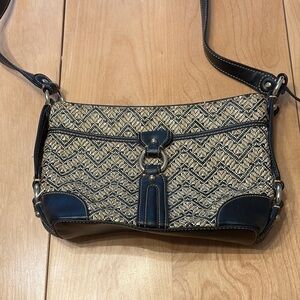 Etienne Aigner Black and Cream Women's Shoulder/Crossbody Bag